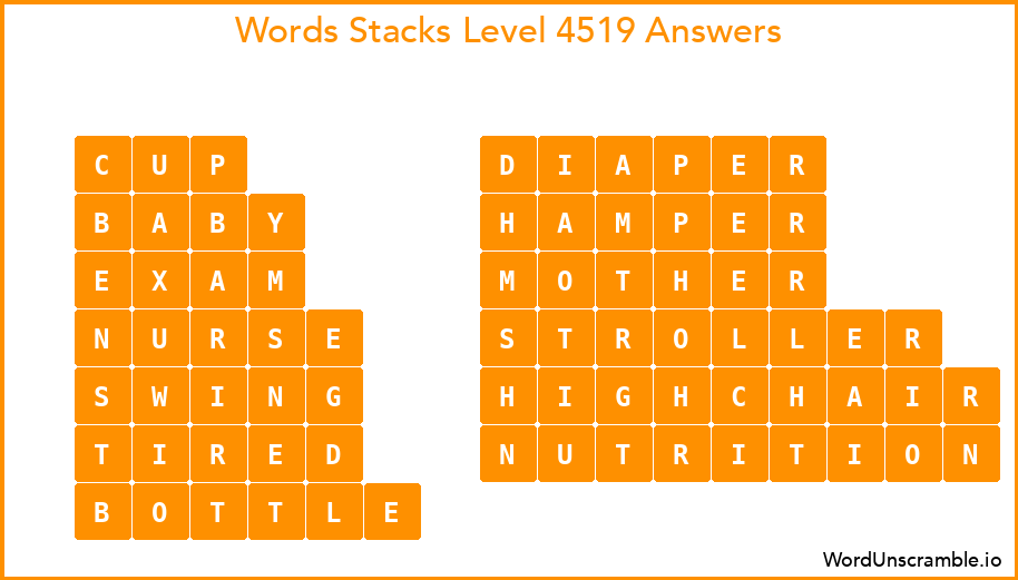 Word Stacks Level 4519 Answers