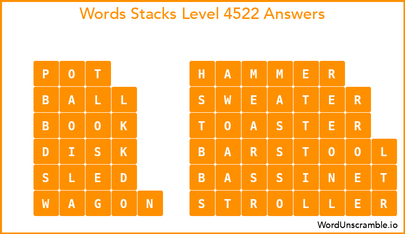 Word Stacks Level 4522 Answers