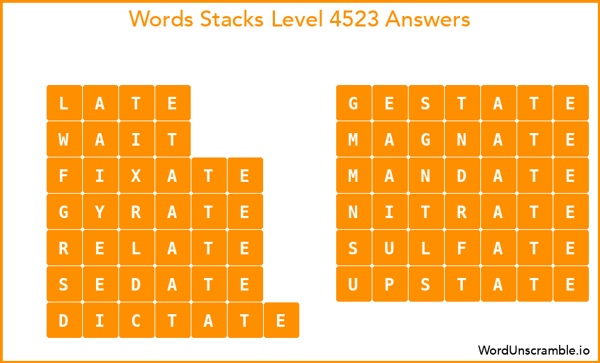 Word Stacks Level 4523 Answers