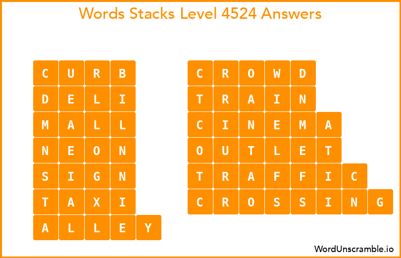Word Stacks Level 4524 Answers