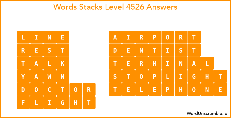 Word Stacks Level 4526 Answers