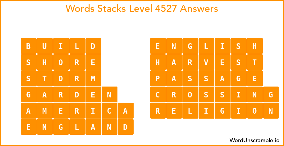 Word Stacks Level 4527 Answers