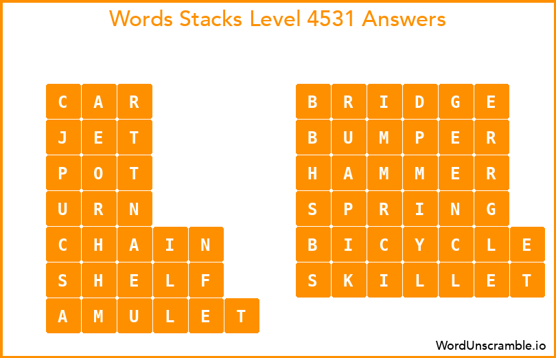 Word Stacks Level 4531 Answers