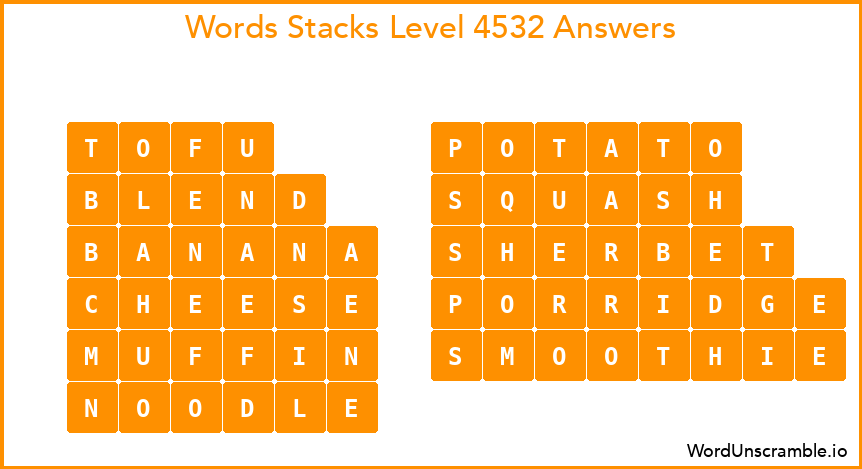 Word Stacks Level 4532 Answers