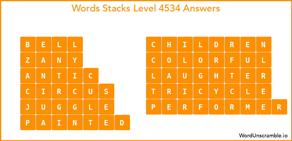 Word Stacks Level 4534 Answers