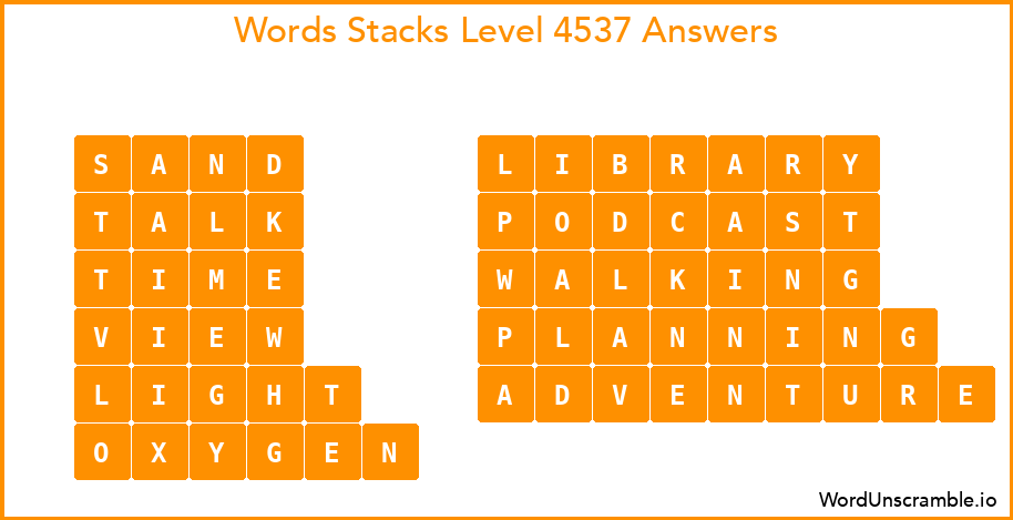 Word Stacks Level 4537 Answers