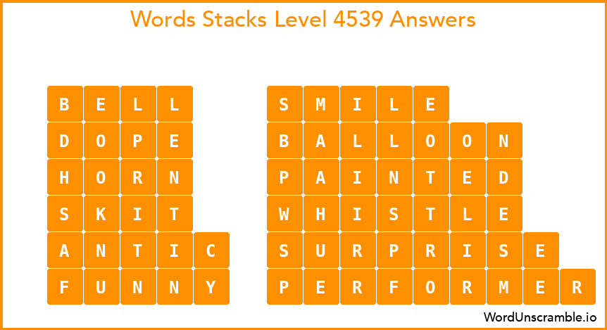 Word Stacks Level 4539 Answers