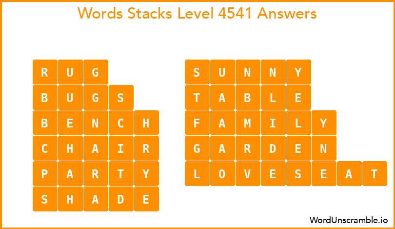 Word Stacks Level 4541 Answers