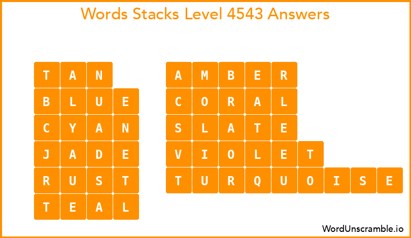Word Stacks Level 4543 Answers