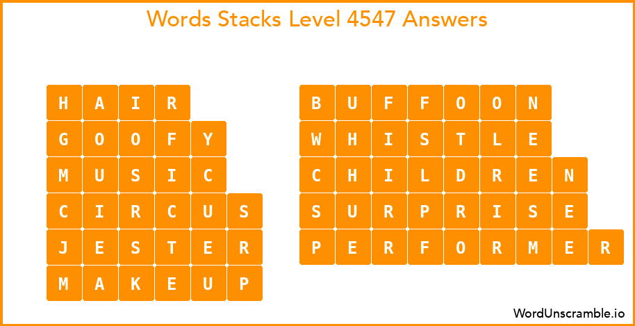 Word Stacks Level 4547 Answers