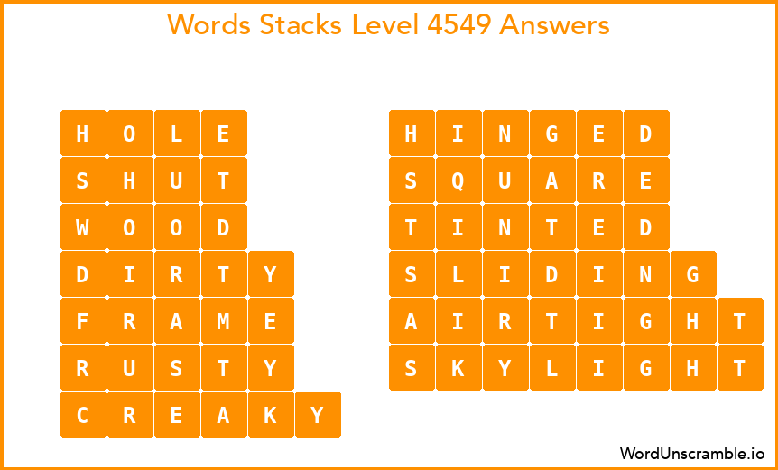 Word Stacks Level 4549 Answers
