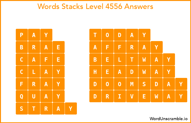 Word Stacks Level 4556 Answers