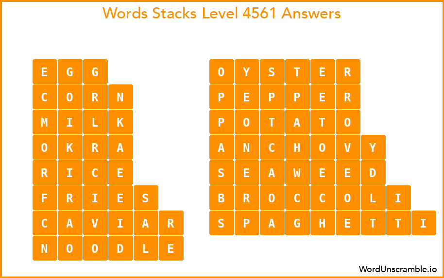 Word Stacks Level 4561 Answers