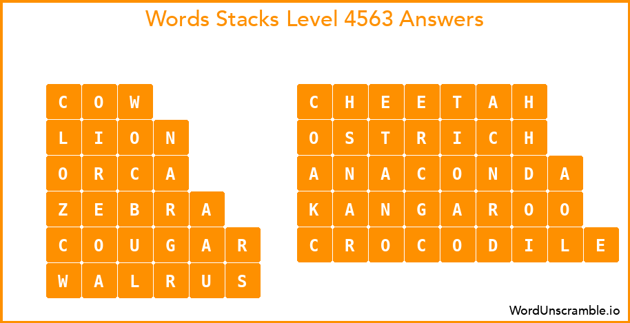 Word Stacks Level 4563 Answers