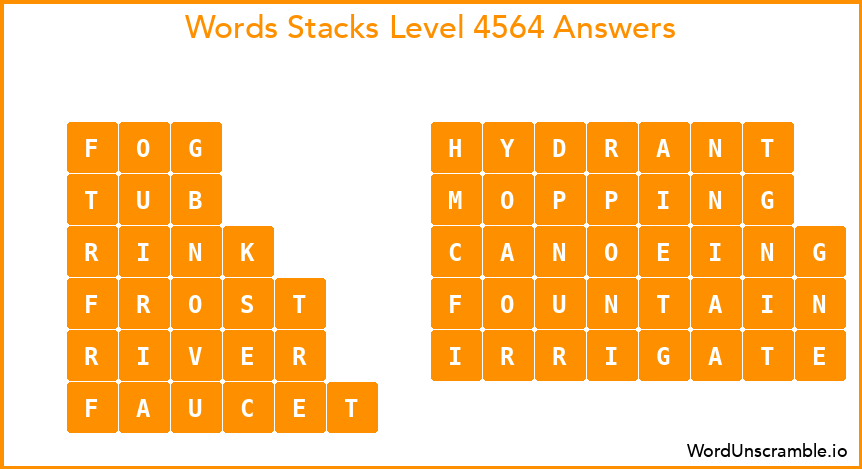 Word Stacks Level 4564 Answers