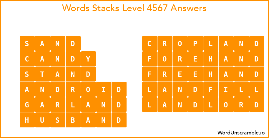 Word Stacks Level 4567 Answers