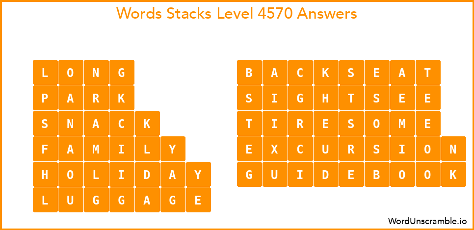 Word Stacks Level 4570 Answers