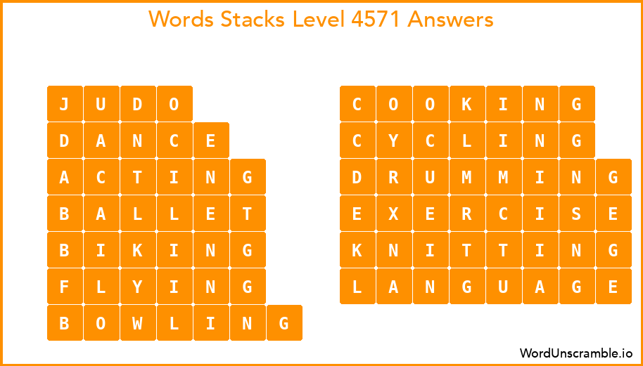 Word Stacks Level 4571 Answers