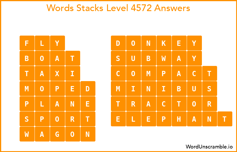 Word Stacks Level 4572 Answers