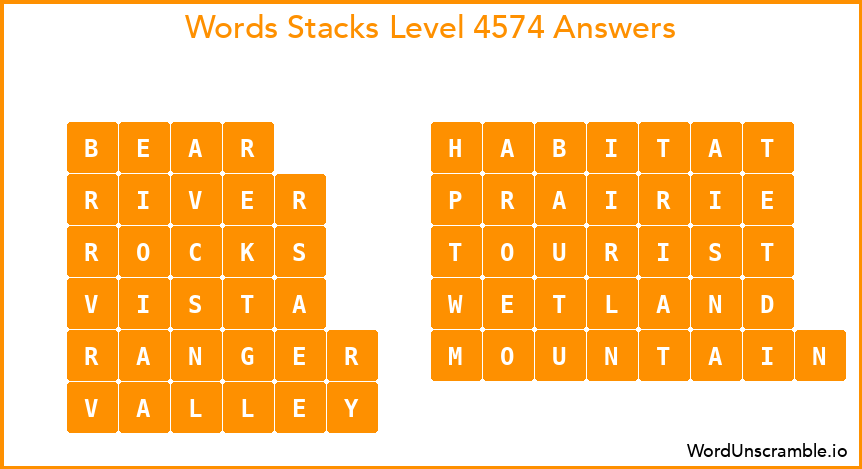 Word Stacks Level 4574 Answers