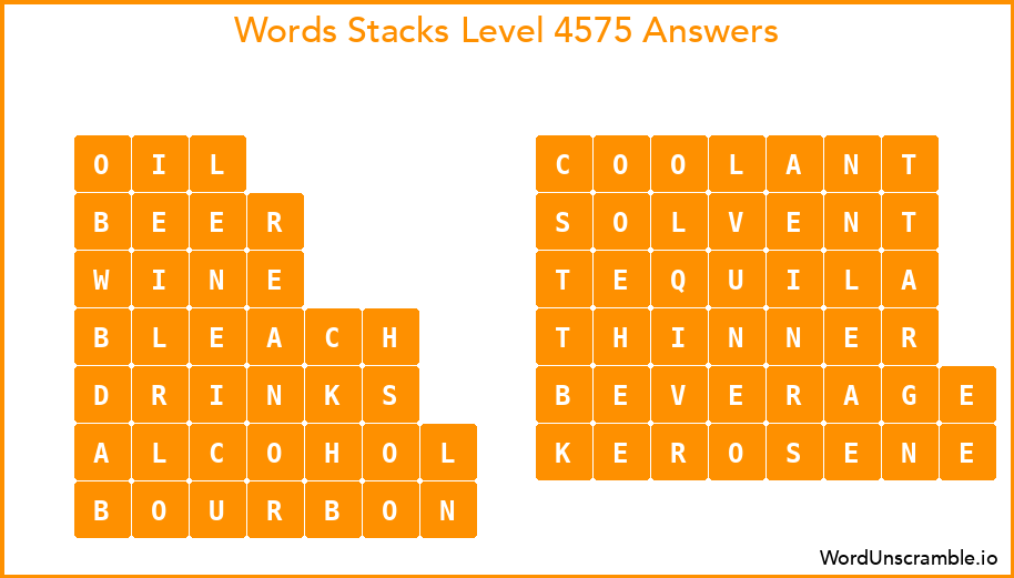 Word Stacks Level 4575 Answers