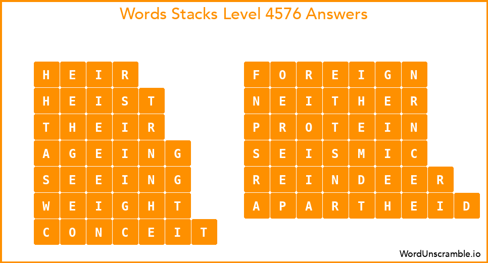 Word Stacks Level 4576 Answers