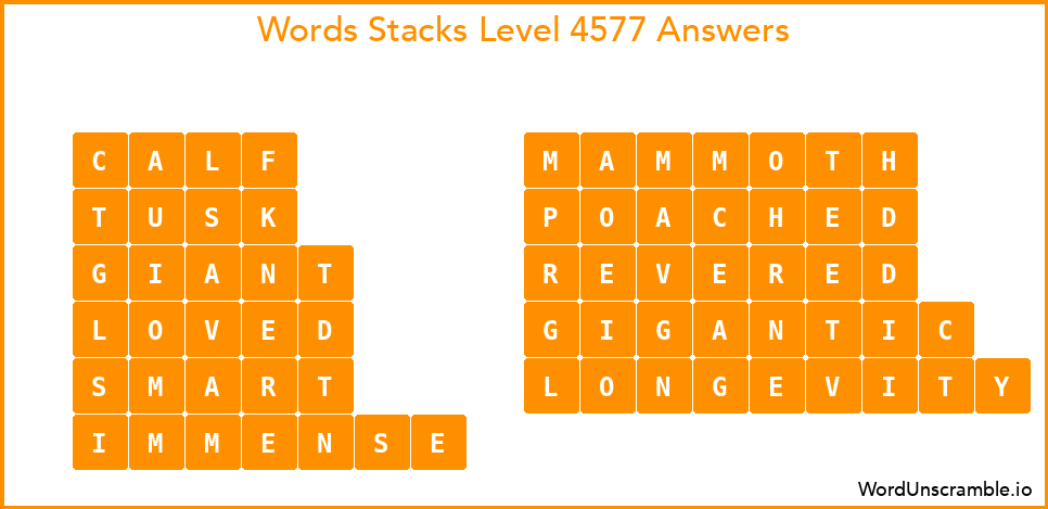 Word Stacks Level 4577 Answers