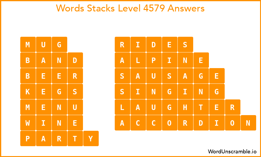 Word Stacks Level 4579 Answers