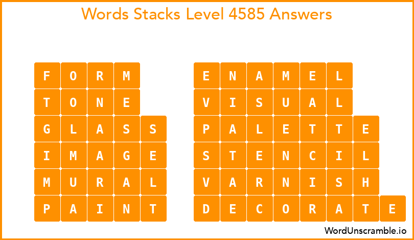 Word Stacks Level 4585 Answers