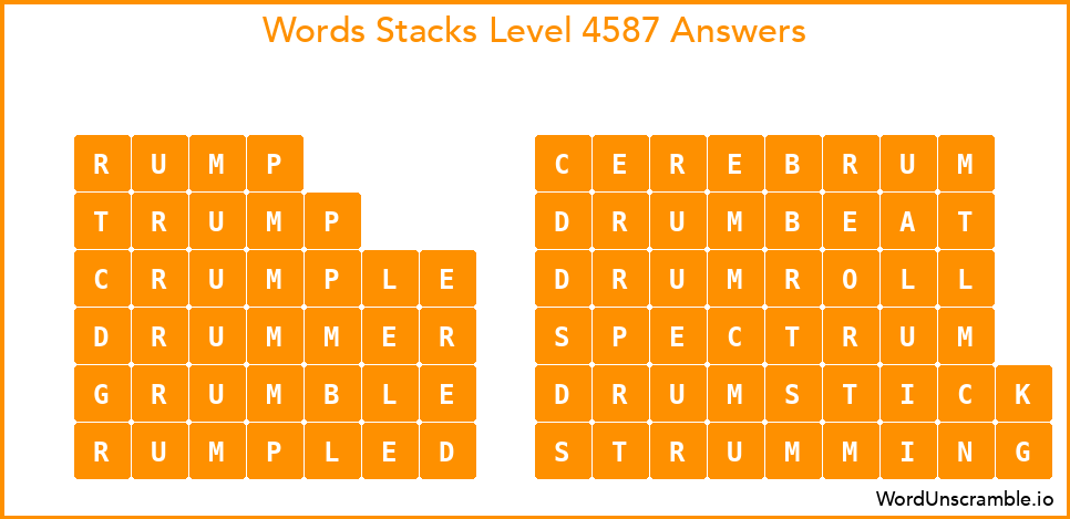 Word Stacks Level 4587 Answers
