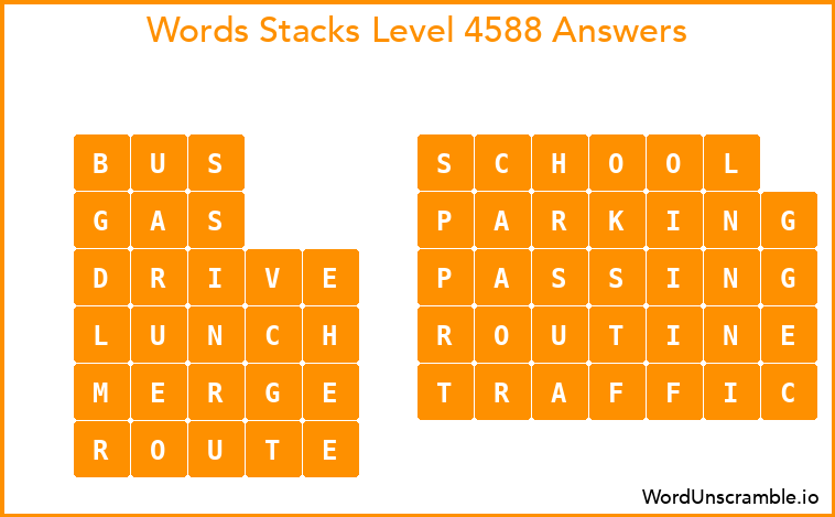 Word Stacks Level 4588 Answers