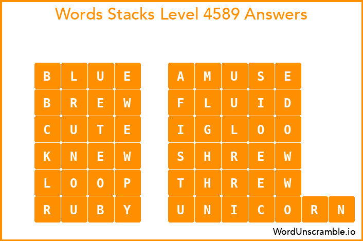Word Stacks Level 4589 Answers