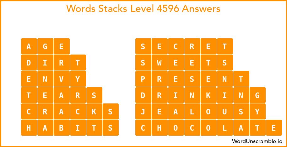 Word Stacks Level 4596 Answers