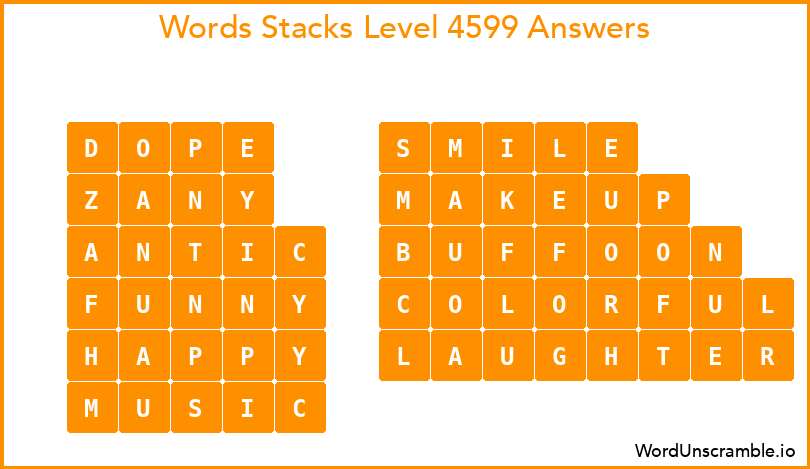 Word Stacks Level 4599 Answers