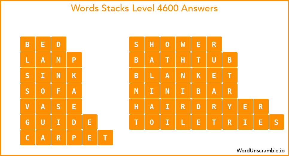 Word Stacks Level 4600 Answers