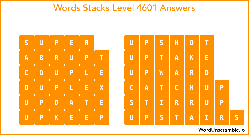 Word Stacks Level 4601 Answers