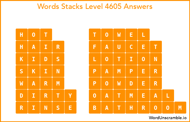 Word Stacks Level 4605 Answers