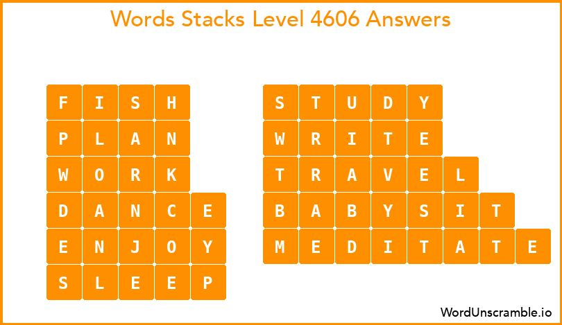 Word Stacks Level 4606 Answers