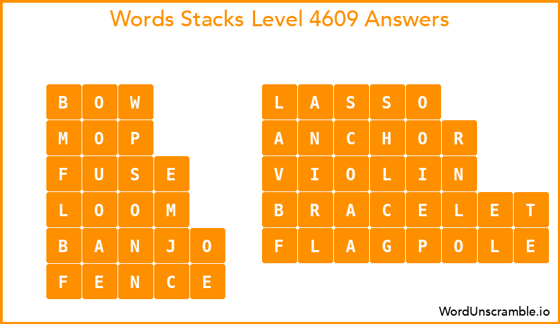 Word Stacks Level 4609 Answers