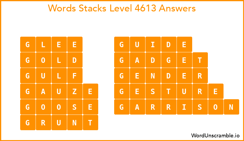 Word Stacks Level 4613 Answers