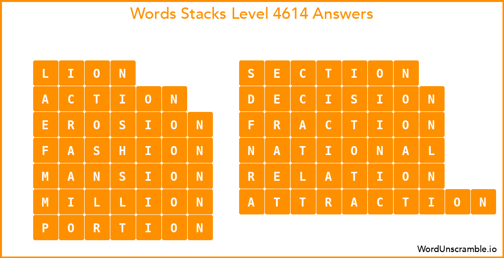 Word Stacks Level 4614 Answers