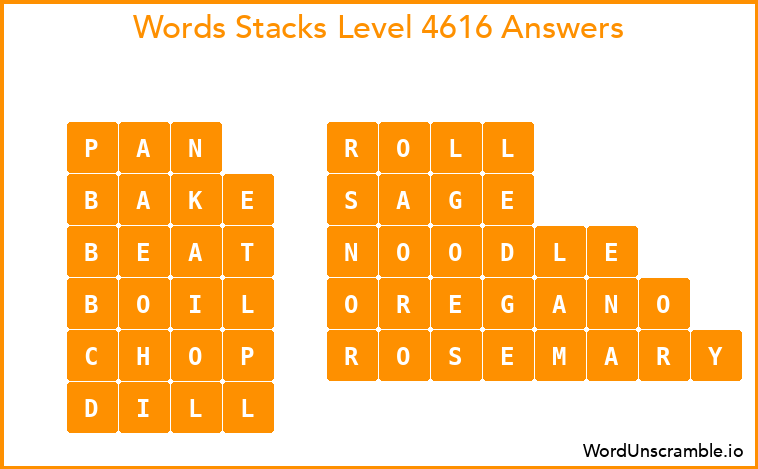Word Stacks Level 4616 Answers