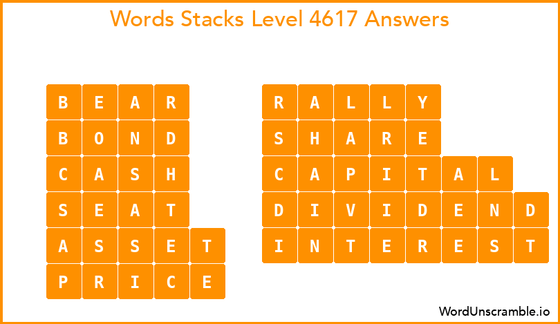 Word Stacks Level 4617 Answers