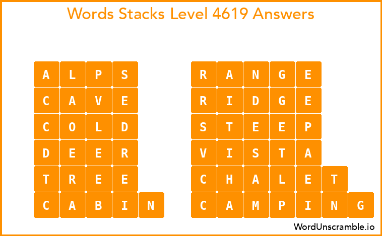 Word Stacks Level 4619 Answers