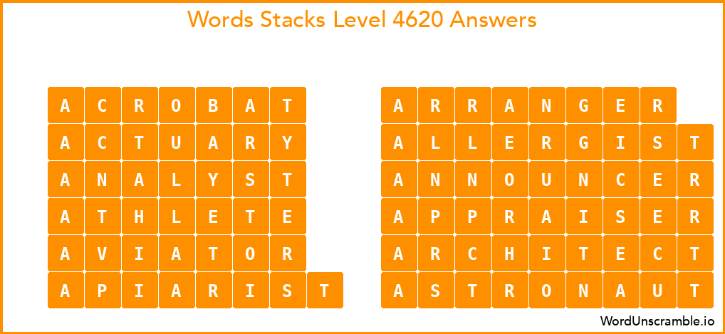 Word Stacks Level 4620 Answers