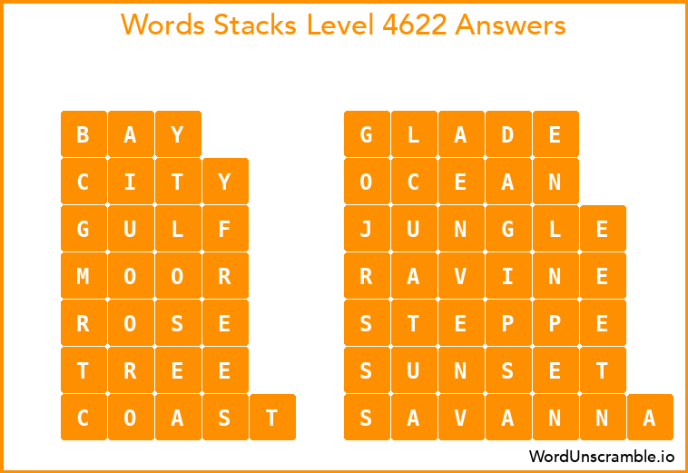 Word Stacks Level 4622 Answers