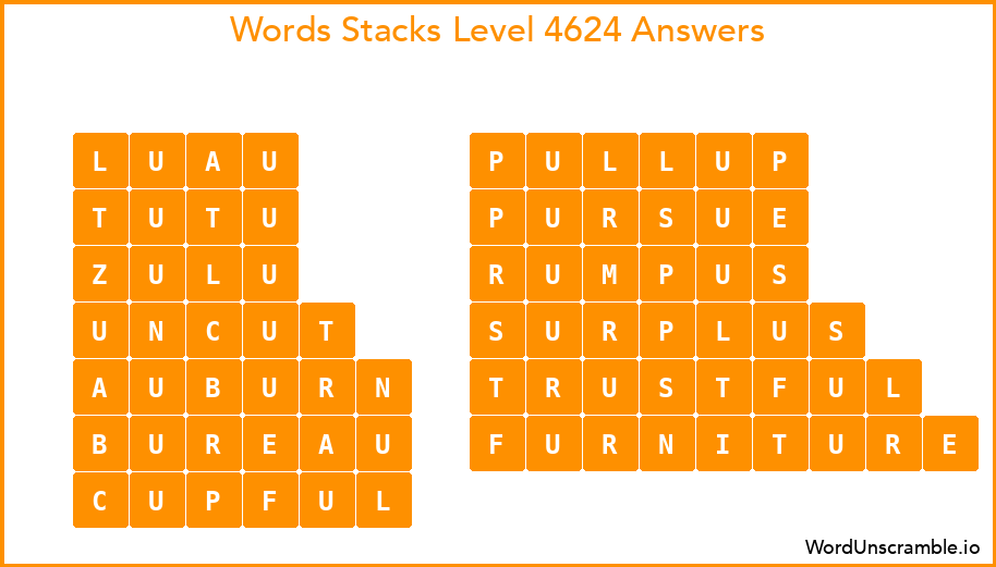 Word Stacks Level 4624 Answers