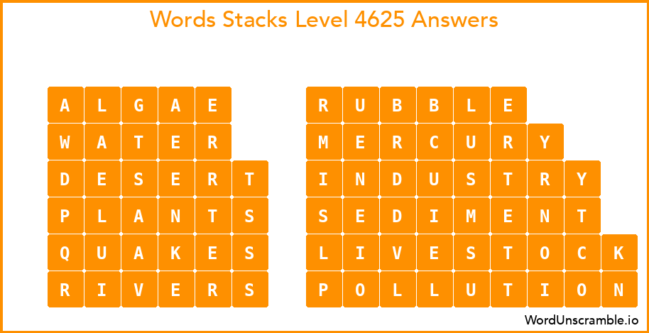 Word Stacks Level 4625 Answers