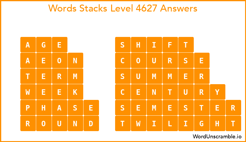 Word Stacks Level 4627 Answers