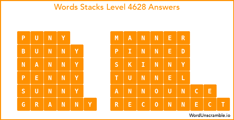 Word Stacks Level 4628 Answers